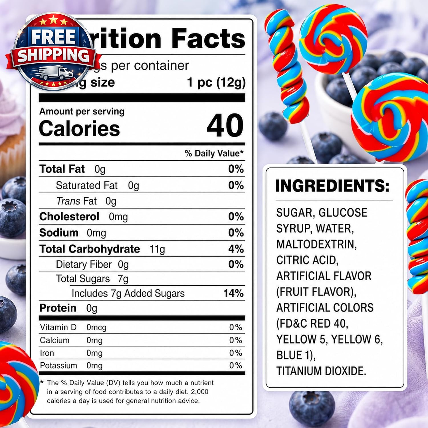 32 Pack Red White and Blue Swirl & Twisty Lollipops Suckers Bulk (16 Swirls + 16