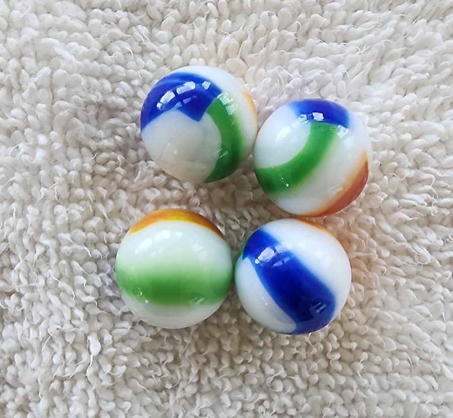 Vintage Glass Toy Marble Beach Ball Colored -White Swirl Lot Of 46