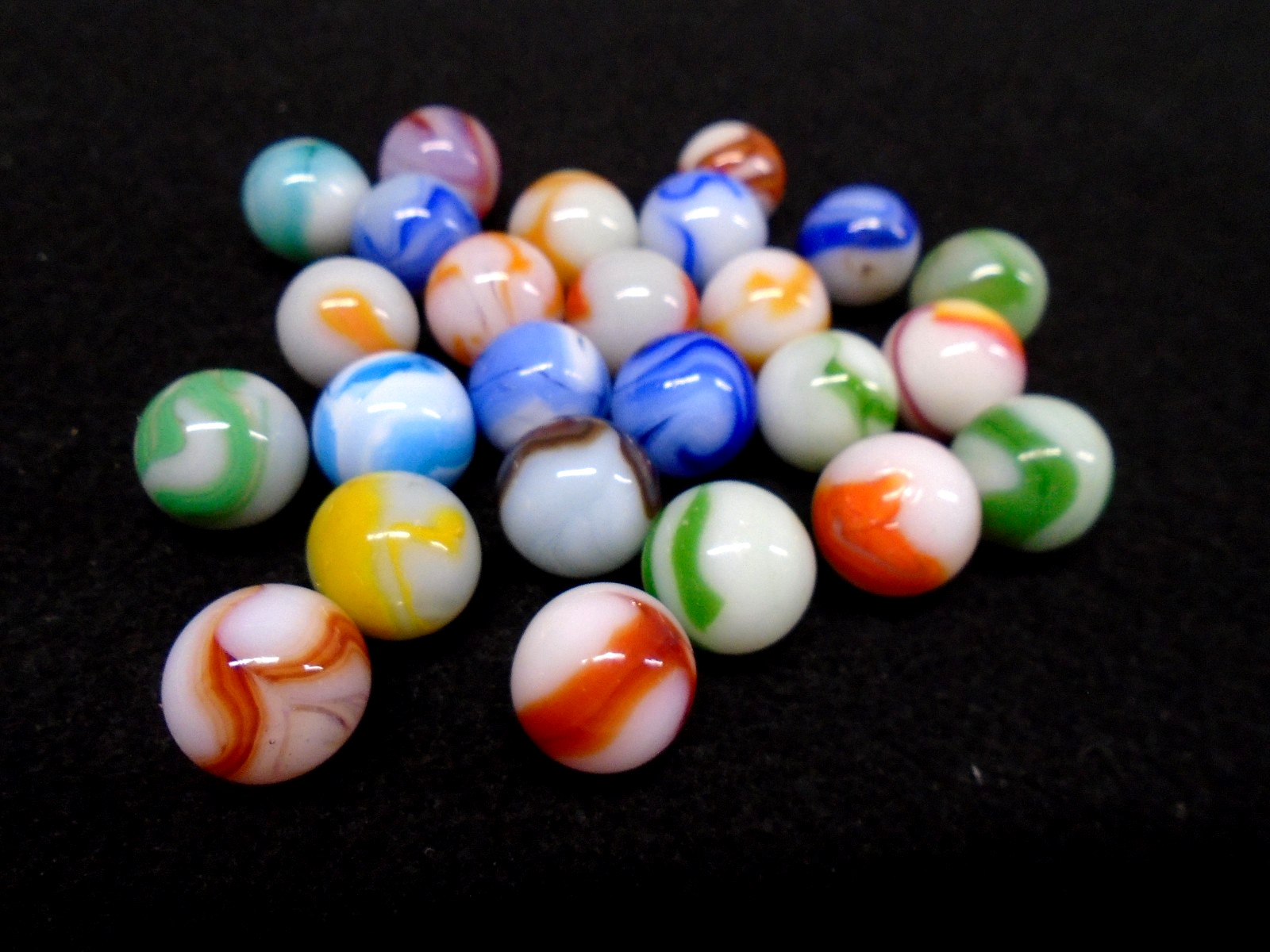VTG (25) W.V. SWIRL MARBLES! ALLEY AGATE CO. etc. EX. COND. VERY NICE SELECTION!