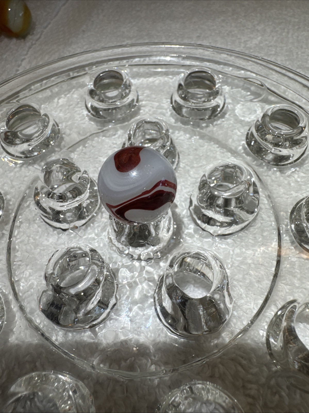 Vintage Akro Agate Oxblood Red & White Opaque Player Marble .61”