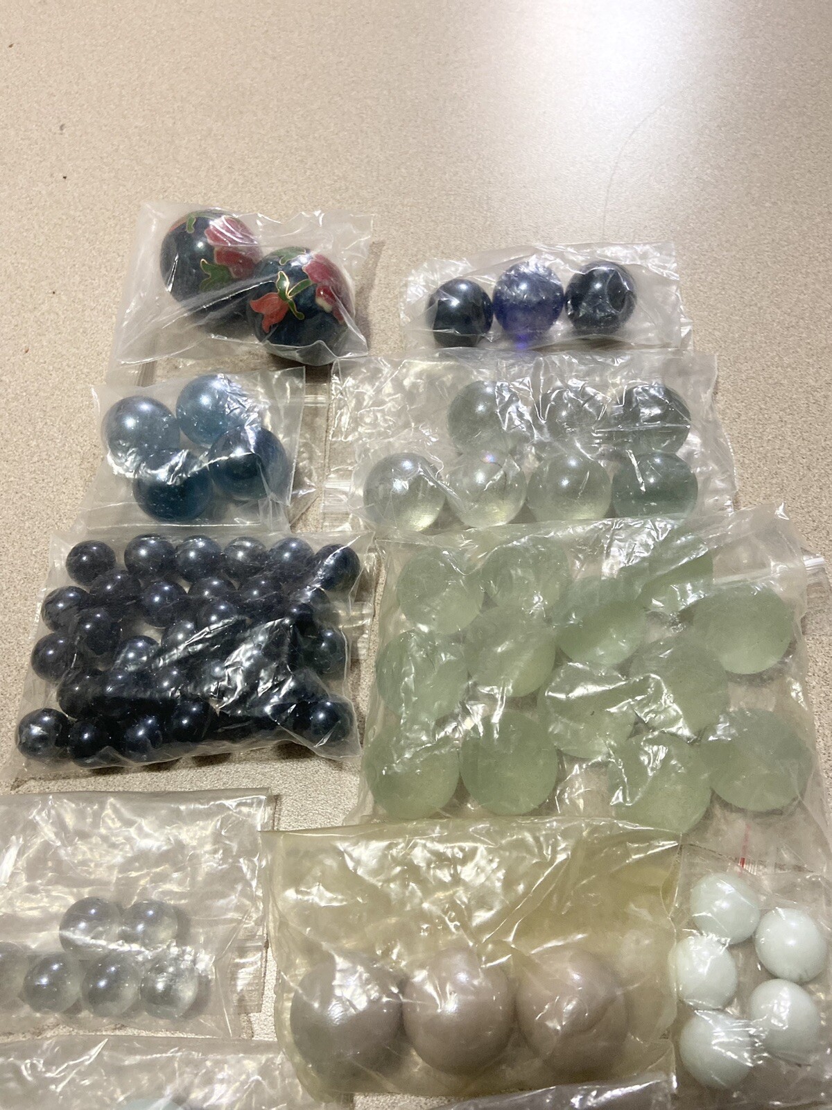 (LOT OF 175 MIX) Marbles Blue Red Orange White Silver Clear, Lg M S,Heavy Weight