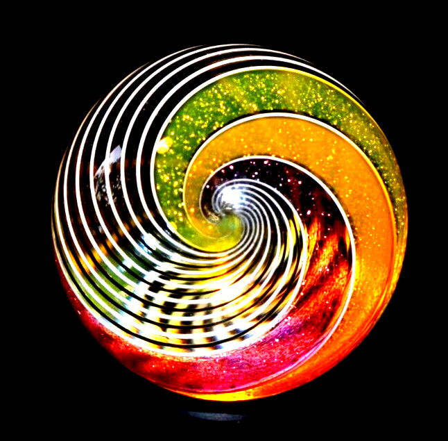 HOT HOUSE GLASS MARBLE/1.722″-STAINED GLASS WINDOW-ORANGE,RED,BLACK,WHITE/FAST