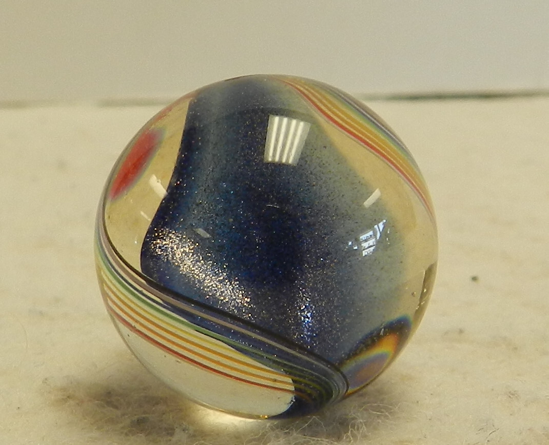 #15704m Nice Handmade Contemporary Wald Glass Marble With Lutz .79 In 1994 Mint