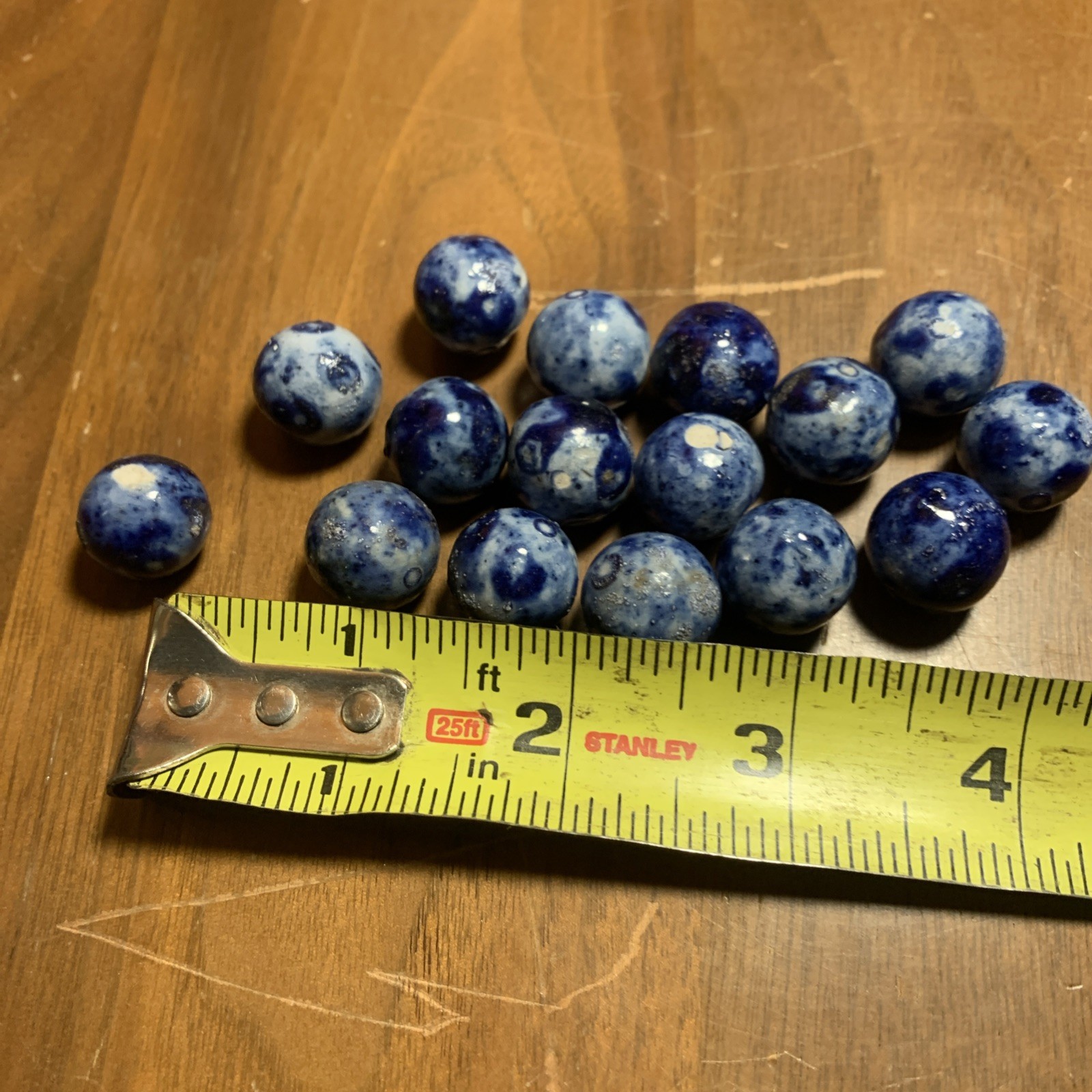Lot Of 20 Bennington Blue Marbles Vintage Various Sizes
