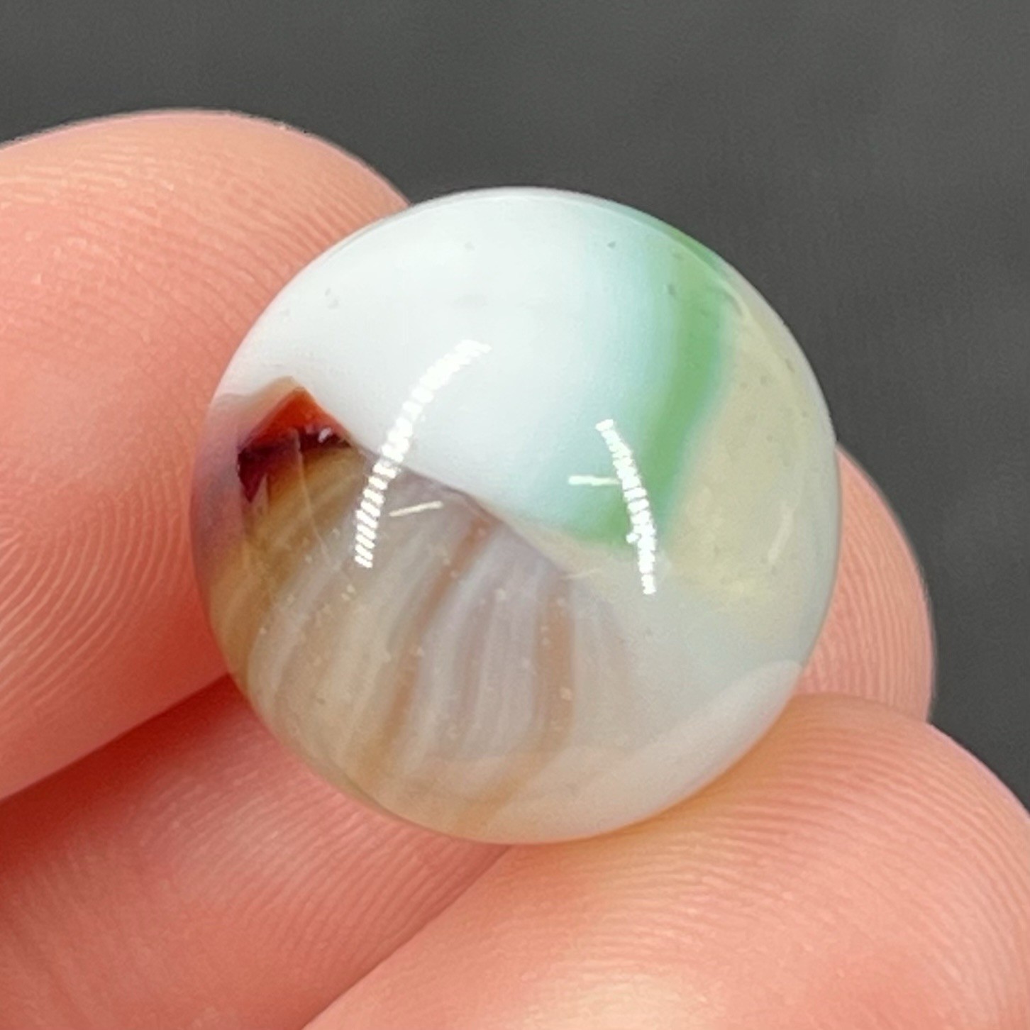 VTG OLD Glass Marble Christensen Akro Peltier Vitro .6” Ocean Gray Green