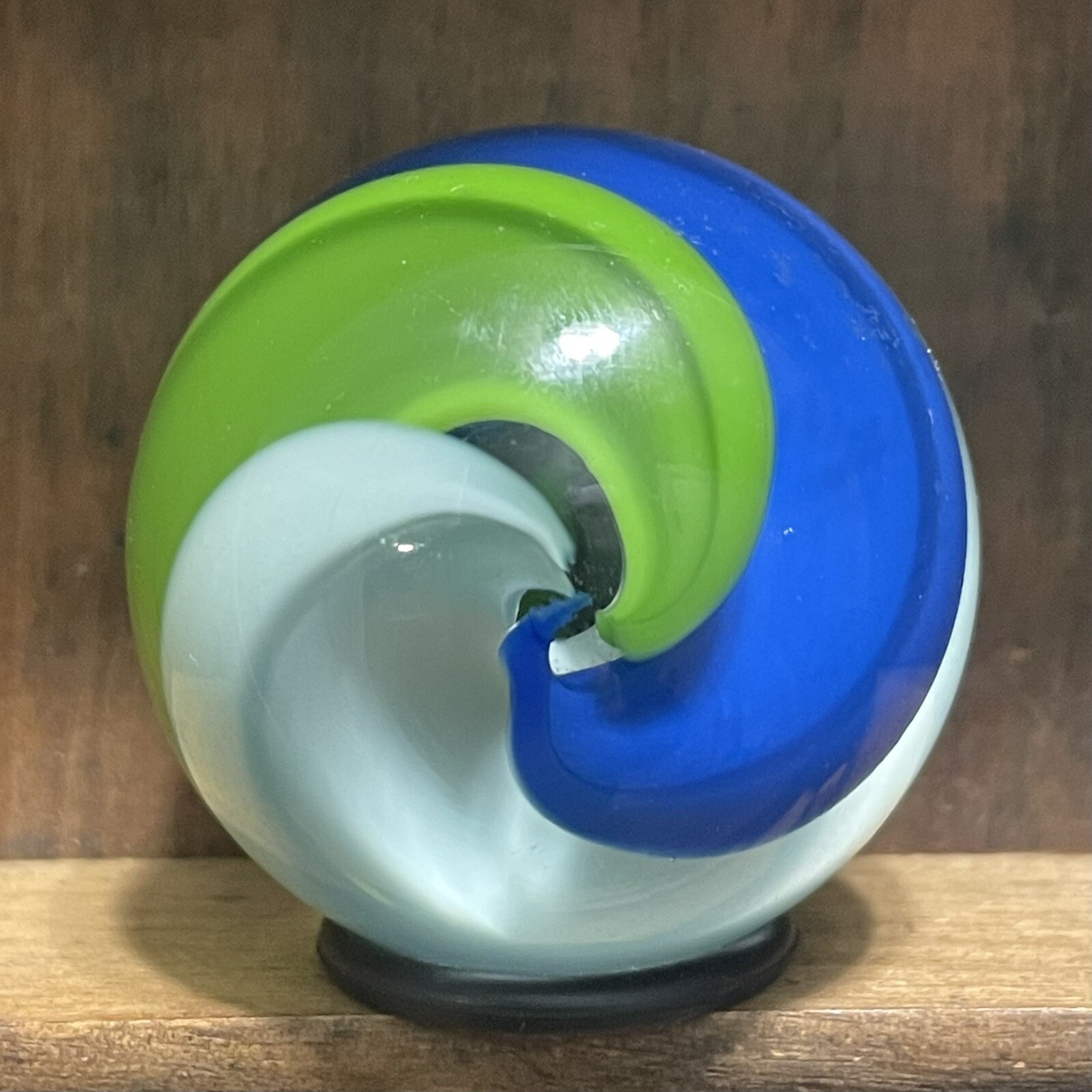 Striking Contemporary Handmade Banded Swirl Marble 1-9/16” Mint