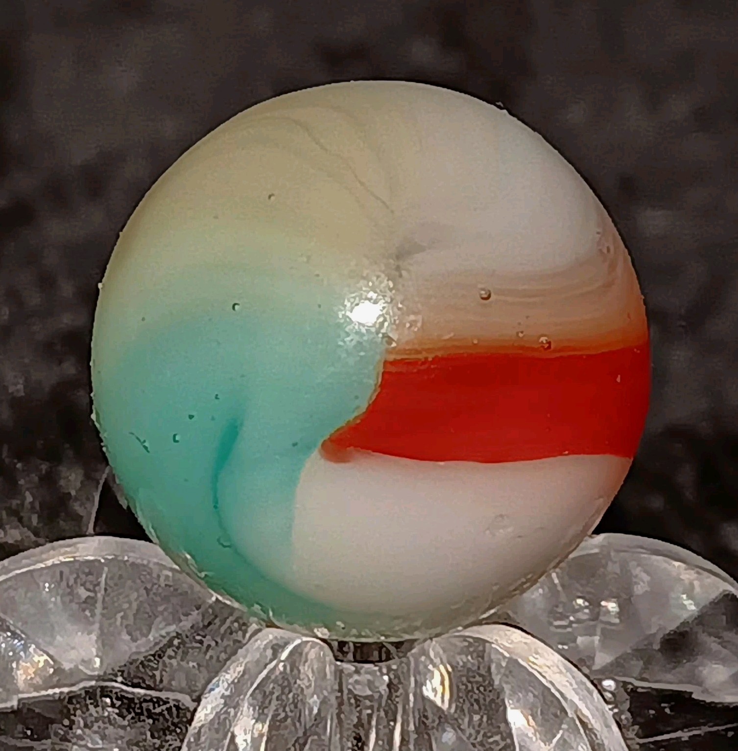 Vintage Vitro Agate Tri-Lite Marble. Aquamarine. .60″ Mint.