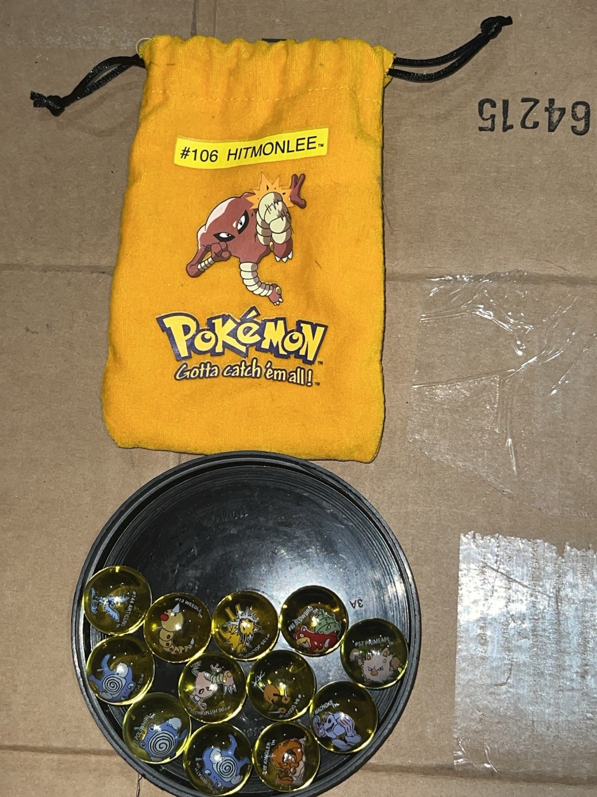 Pokémon Logo Printed Toy Marbles with Character Pouches and Cases