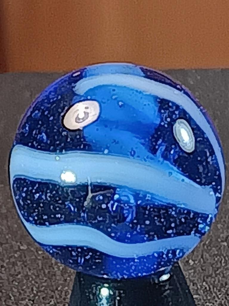 5/8″ Vacor Transparent Cobalt Saphire Blue Jay Pearl White NM Serious Marble B51