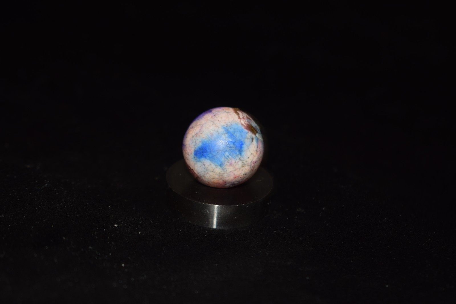🧐👉Antique hand painted, multi-color glazed clay collector’s art marble .750″