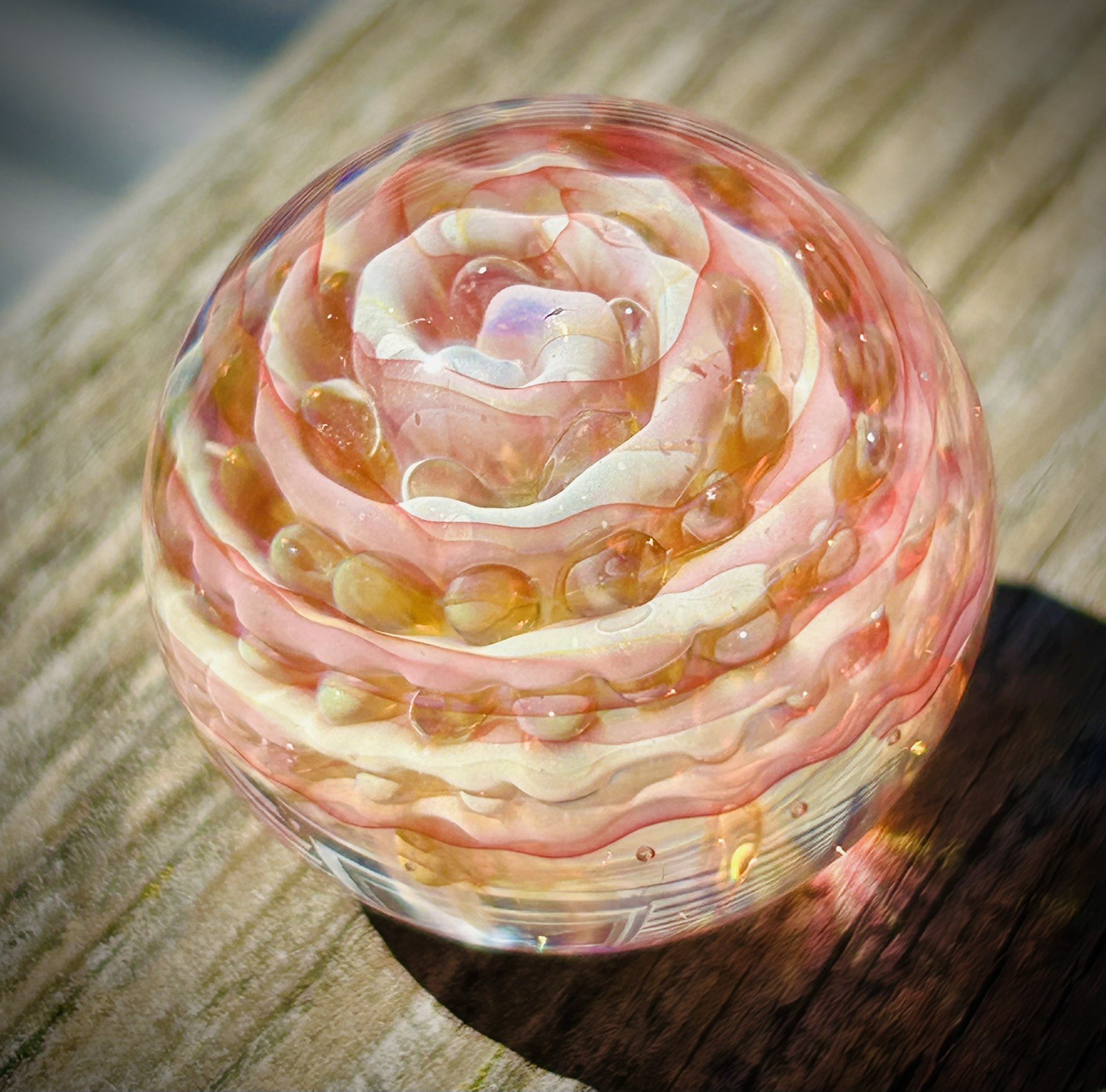 Contemporary Art Glass Marble 1.25″ Fumed Borosilicate MIB Handmade Boro Boyle