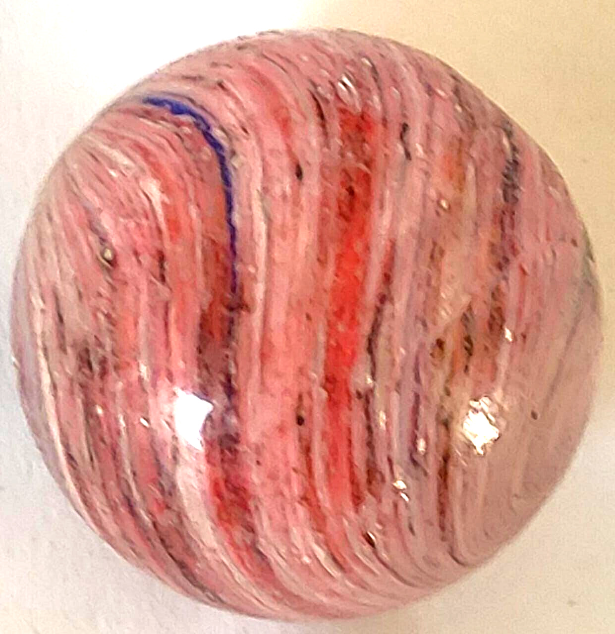 TOY MARBLE onionskin light shrunken tornado swirl ,0.96” mica pink, blue EOC