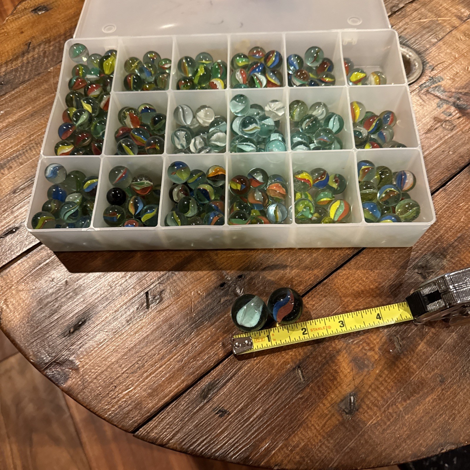 Over 250 Mixed Color Cats Eye Marbles In Organizer With 2 Cats Eye Shooters