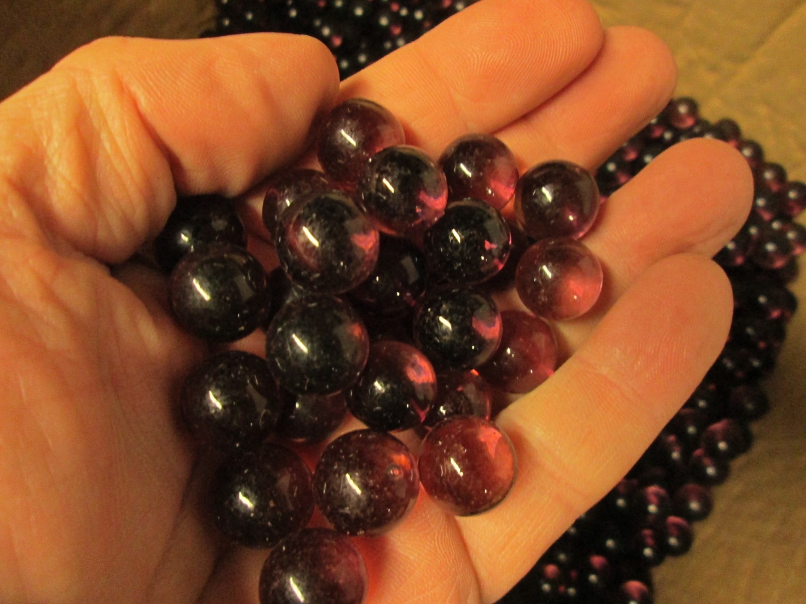 2 POUNDS 9/16 + OR – INCH AMETYST / PURPLE TRANSPARENT MARBLE KING MARBLES