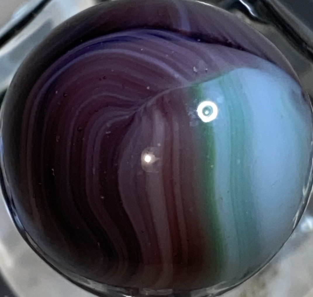 Vintage Purple/Aqua Slag Glass Marble Shooter Size,pre 1960 Perfect Cond.
