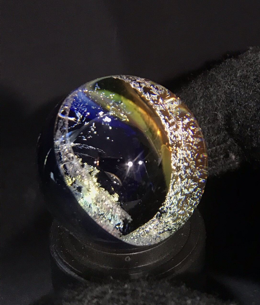 Glass Boro Marble Gold Dichro Space Theme 35mm Sculpture Art Multi Color 24k