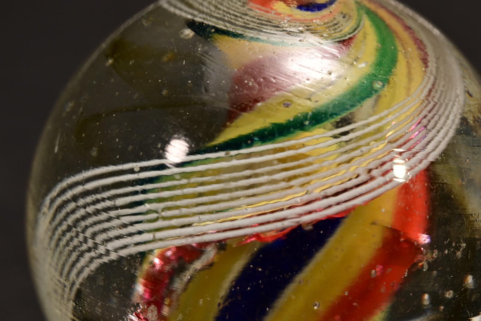 Double Ribbon Core German Handmade Antique Marble Jazzy Swirl 22.7mm 7/8”