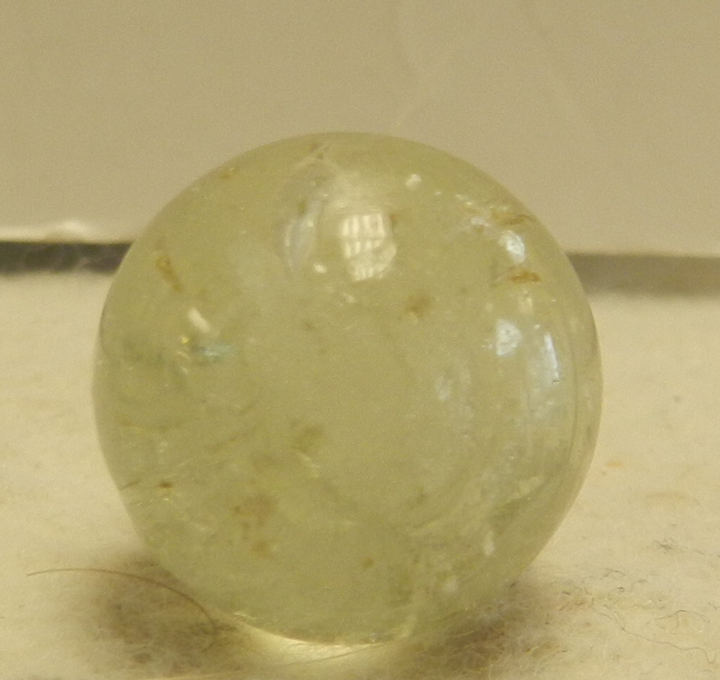 #17798m Vintage German Handmade Clear Glass Mica Marble .70 Inches