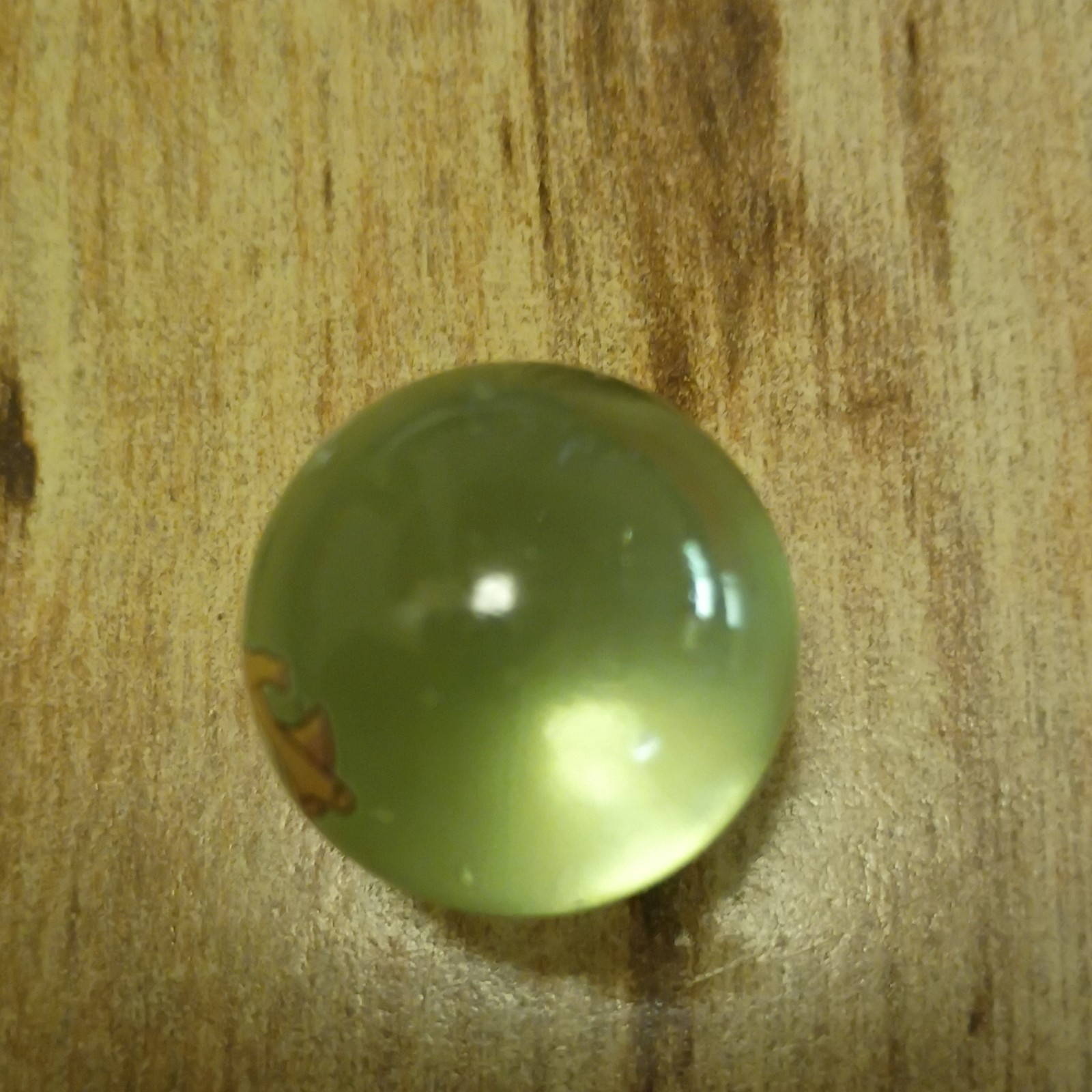 Machine Made Glass Marble w/ Green Cartoon Character Printed Design