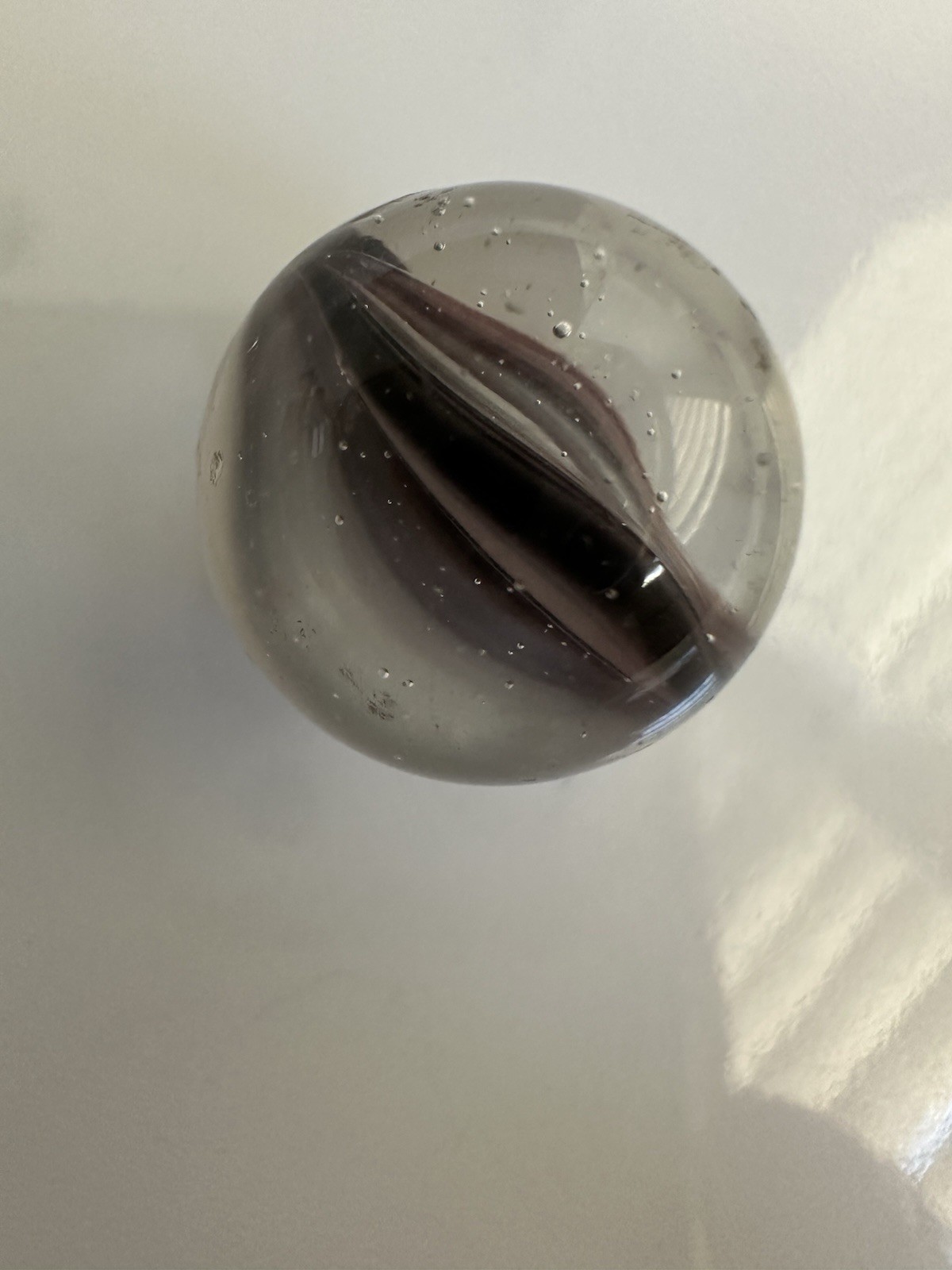 Glass Marble Swirl Black White Brown