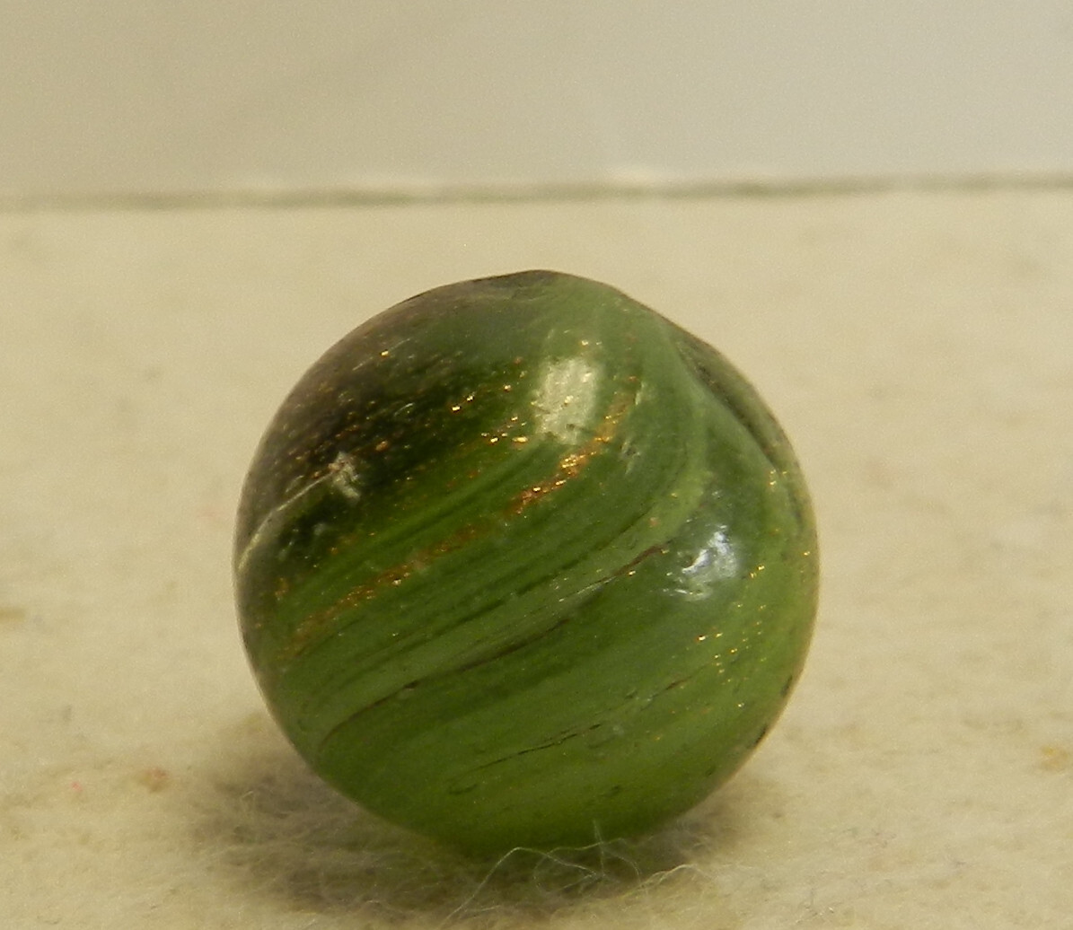 #15801m Small .63 Inches Vintage German Handmade Onionskin Lutz Marble