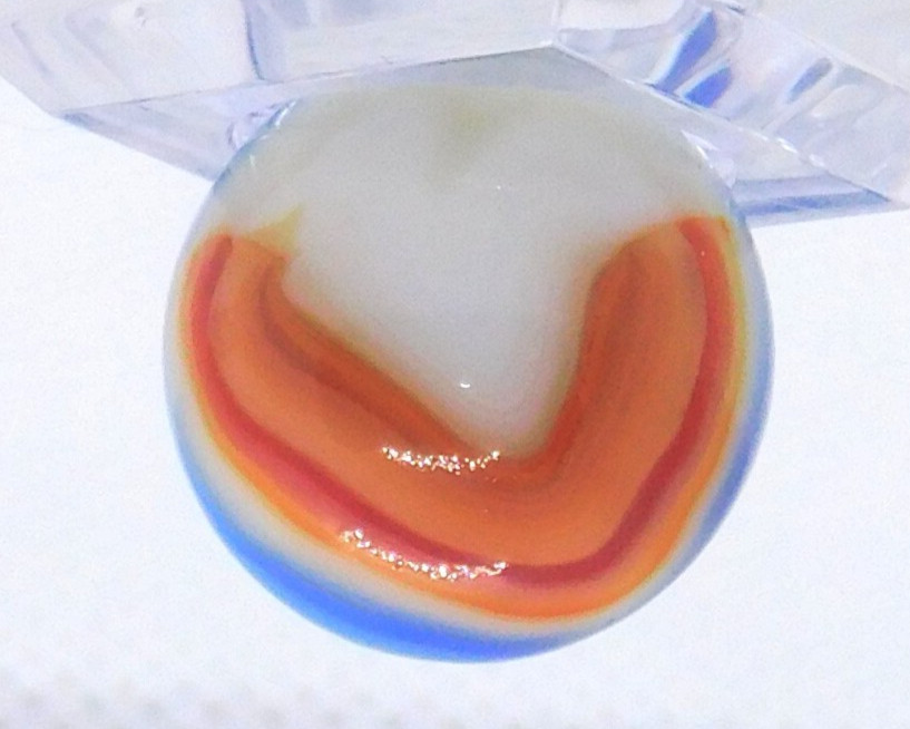 Vintage Glass Marble Patch Swirl Blue Red White Vitro Agate ‘V’ 0.69″ #0-118