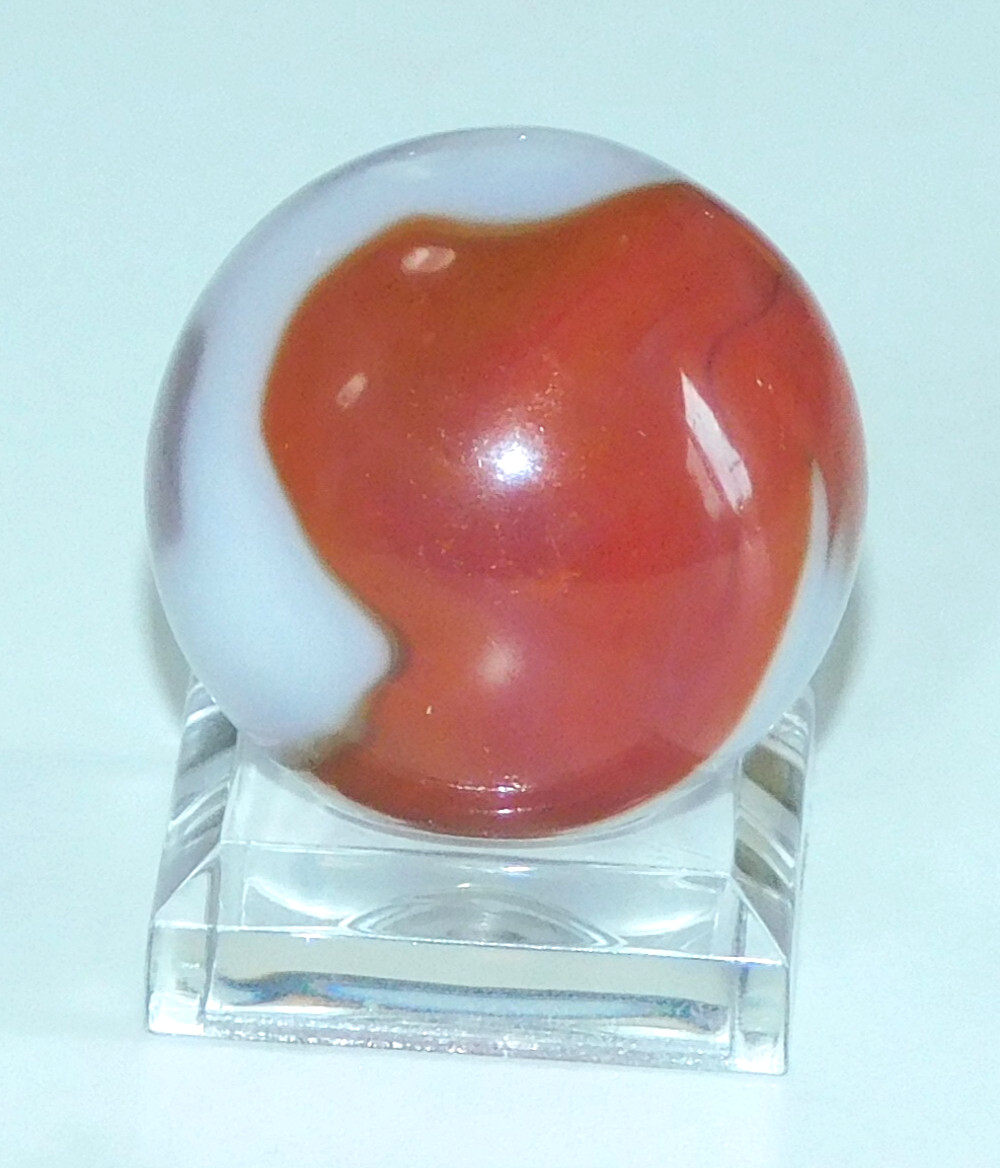 Vintage Marble Shooter Red Purple White Opaque Corkscrew Pontil 0.99″ #0-132