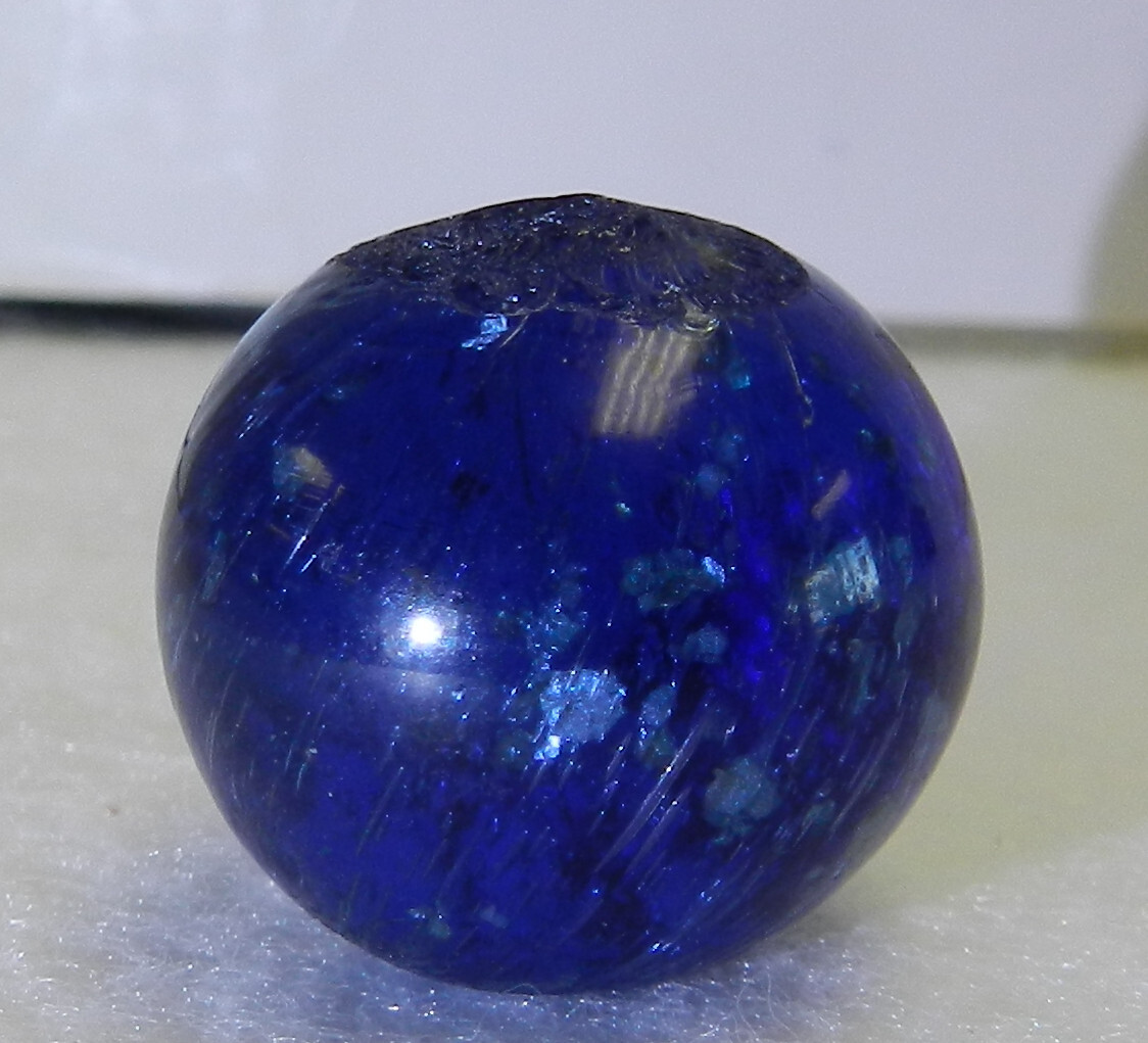 #17334m Vintage German Handmade Blue Glass Mica Shooter Marble .79 Inches NM+