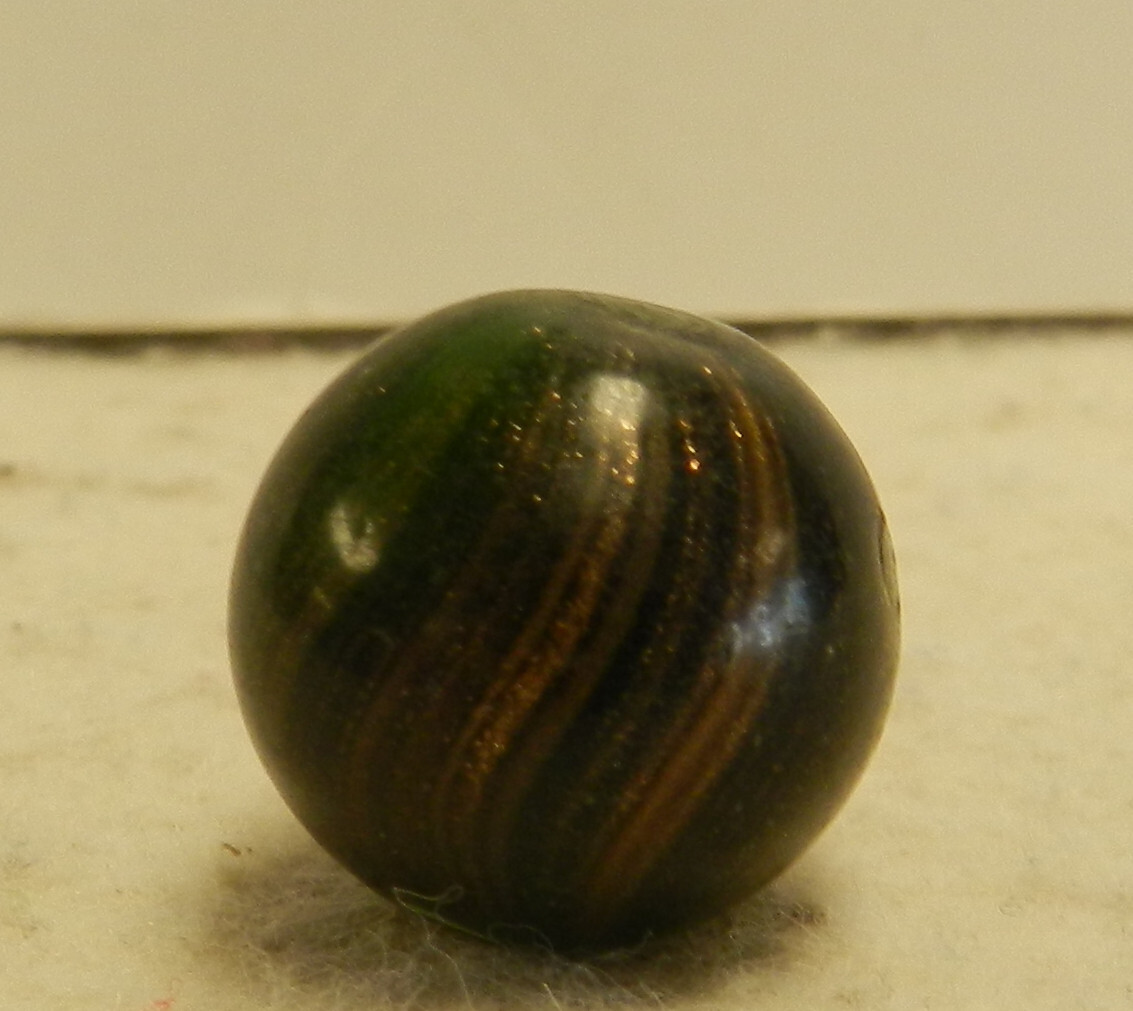 #16143m Vintage Dark Green German Handmade Mist Lutz Marble .65 Inches