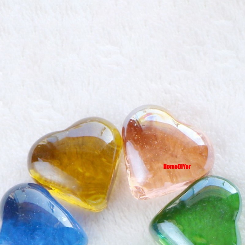 Colour Glass Heart Shape Marbles Beads Fish Tanks Vase Wedding Favour Decoration