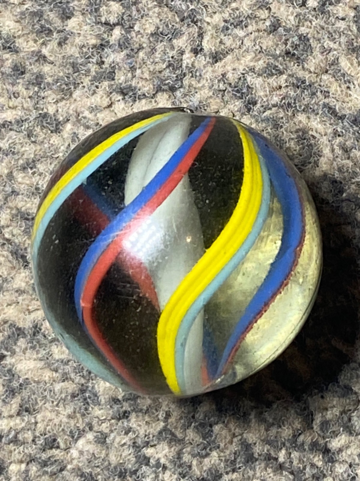 Antique German Marble BIG 1.2’ / 30mm multi colour banded solid core MINT