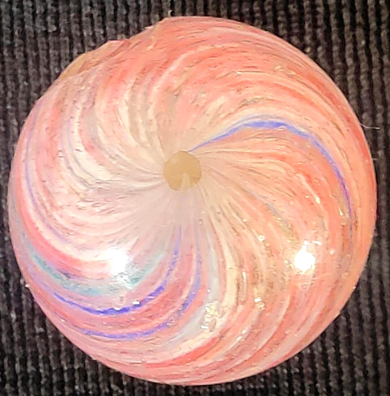 TOY MARBLE onionskin light shrunken tornado swirl ,0.96” mica pink, blue EOC