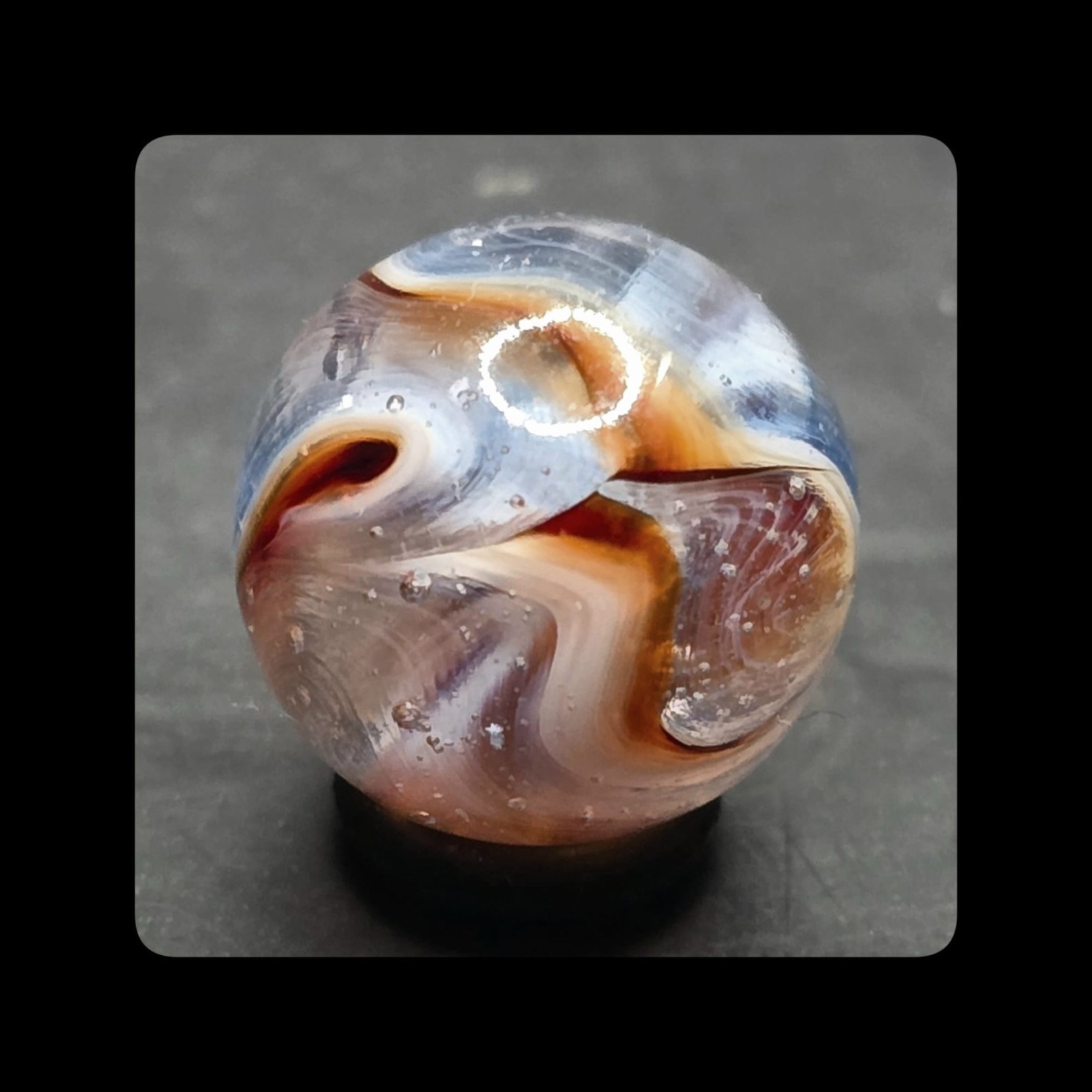 ~Mic’sMibs~9/16″ Bi colour Clear Ravenswood Swirl WET MINT 9. 8