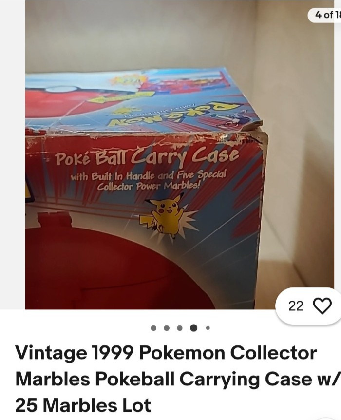 Vintage 1999 Pokémon Collector marbles carrying case w/25 marbles/Orig See Pics