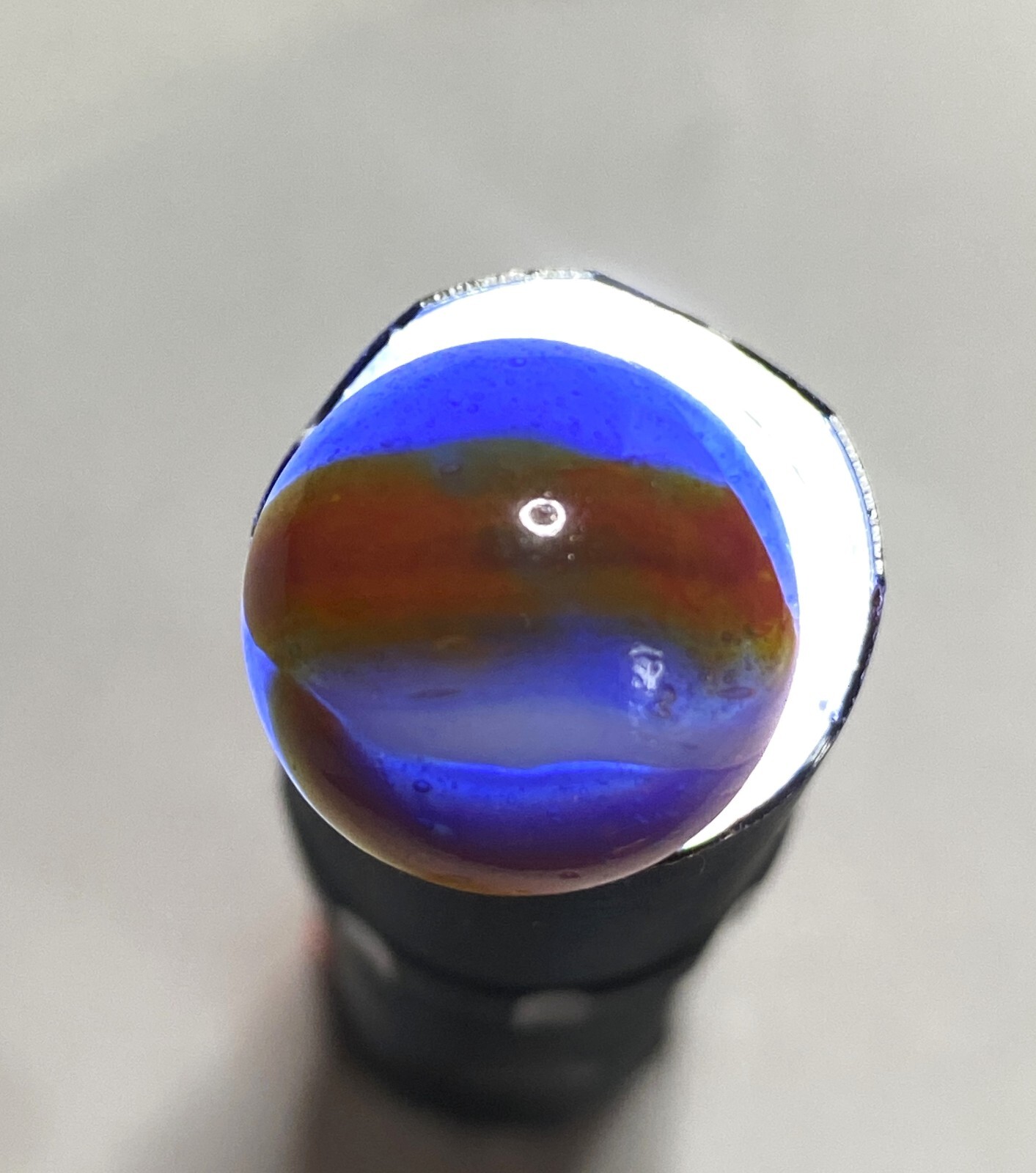 #9 PELTIER MARBLE HYBRID RAINBO BLENDED SPIDERMAN BURNT COLORS .60″ NM+/- MX128