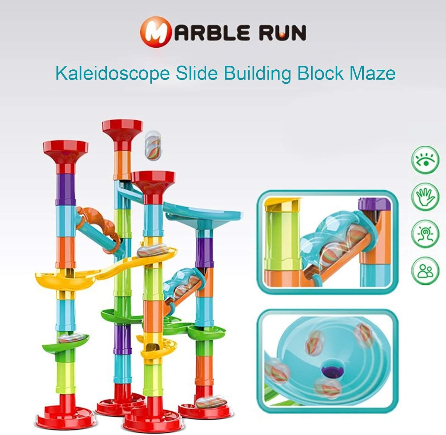 50Pcs Marble Run Set Building Blocks with 30 Glass Marbles for Kids Girls…