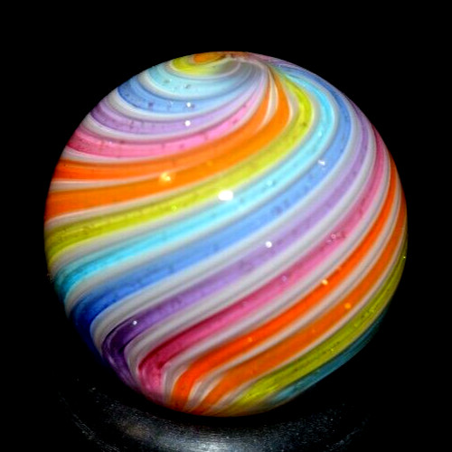 HOT HOUSE GLASS MARBLE/.689″-PASTEL DICHROIC PLAYER # 111-TANGERINE,MAGENTA+