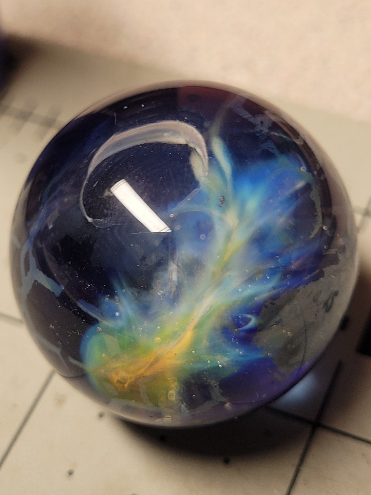 Contemporary Art Glass Marble 1.07″ Fumed Galaxy MIB Heady Borosilicate