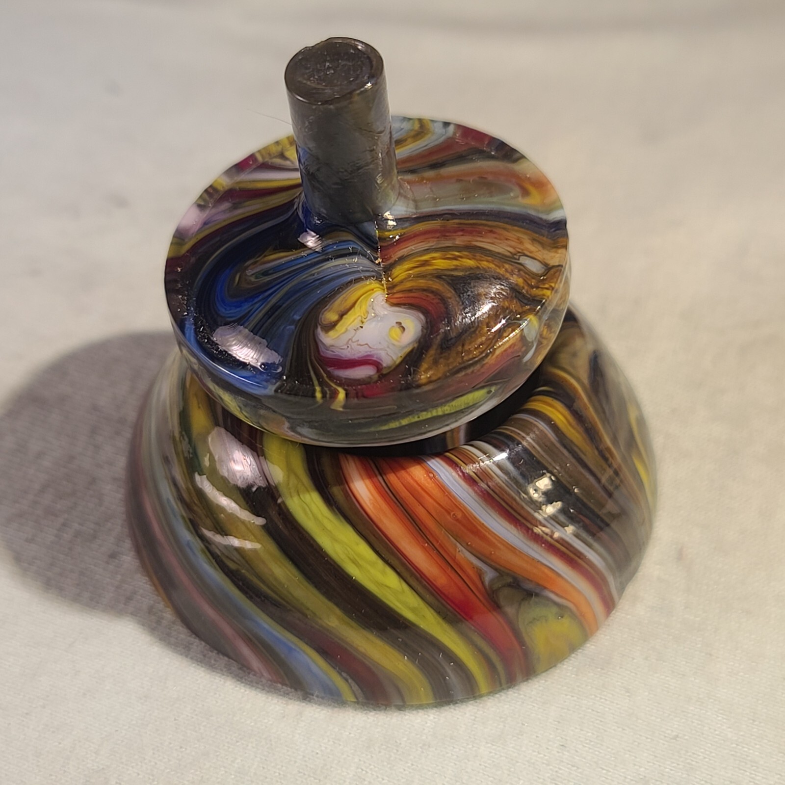 ANDY DAVIS, Glass Art Spinning Top & Base, Megans Run (?), #255G