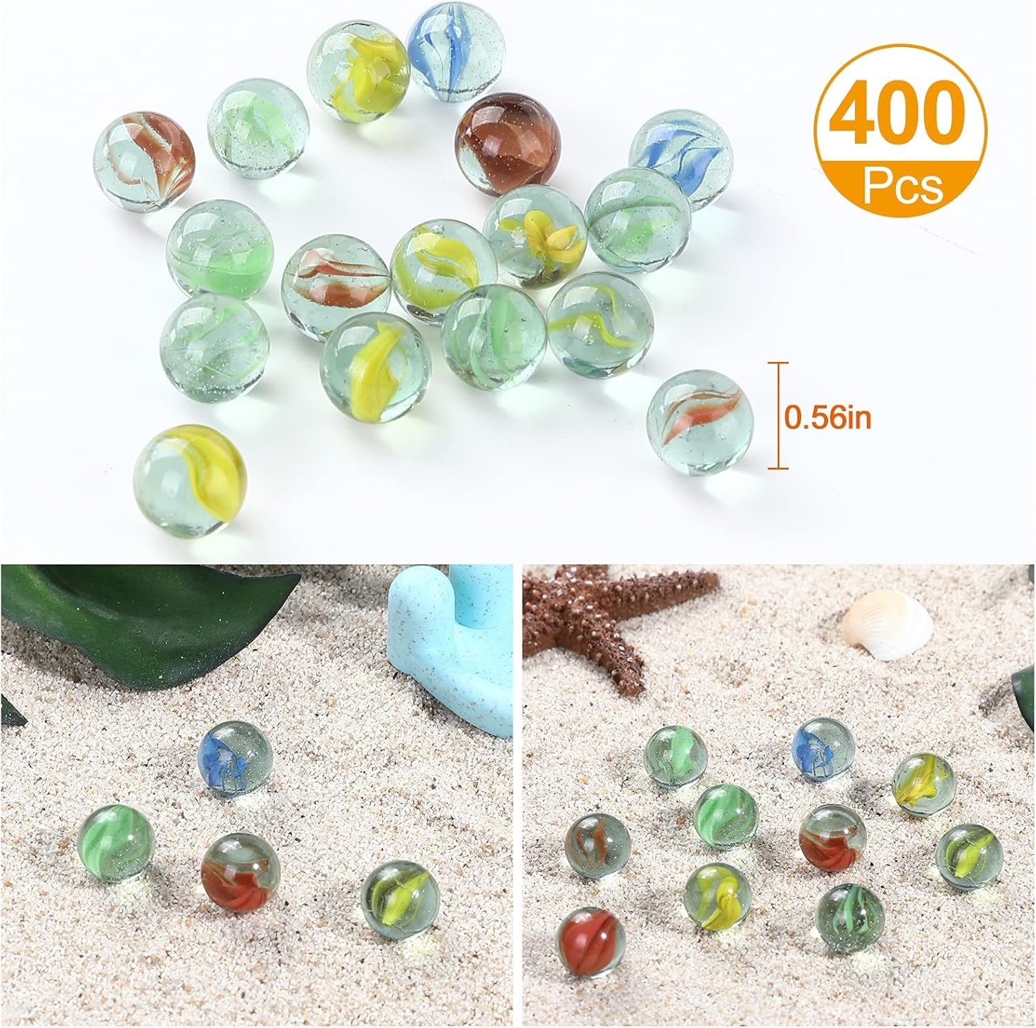 Bulk Set of 400 Non-Toxic Glass Marbles – Perfect for Kids & DIY Projects