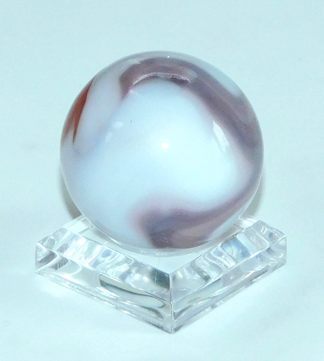 Vintage Marble Shooter Red Purple White Opaque Corkscrew Pontil 0.99″ #0-132