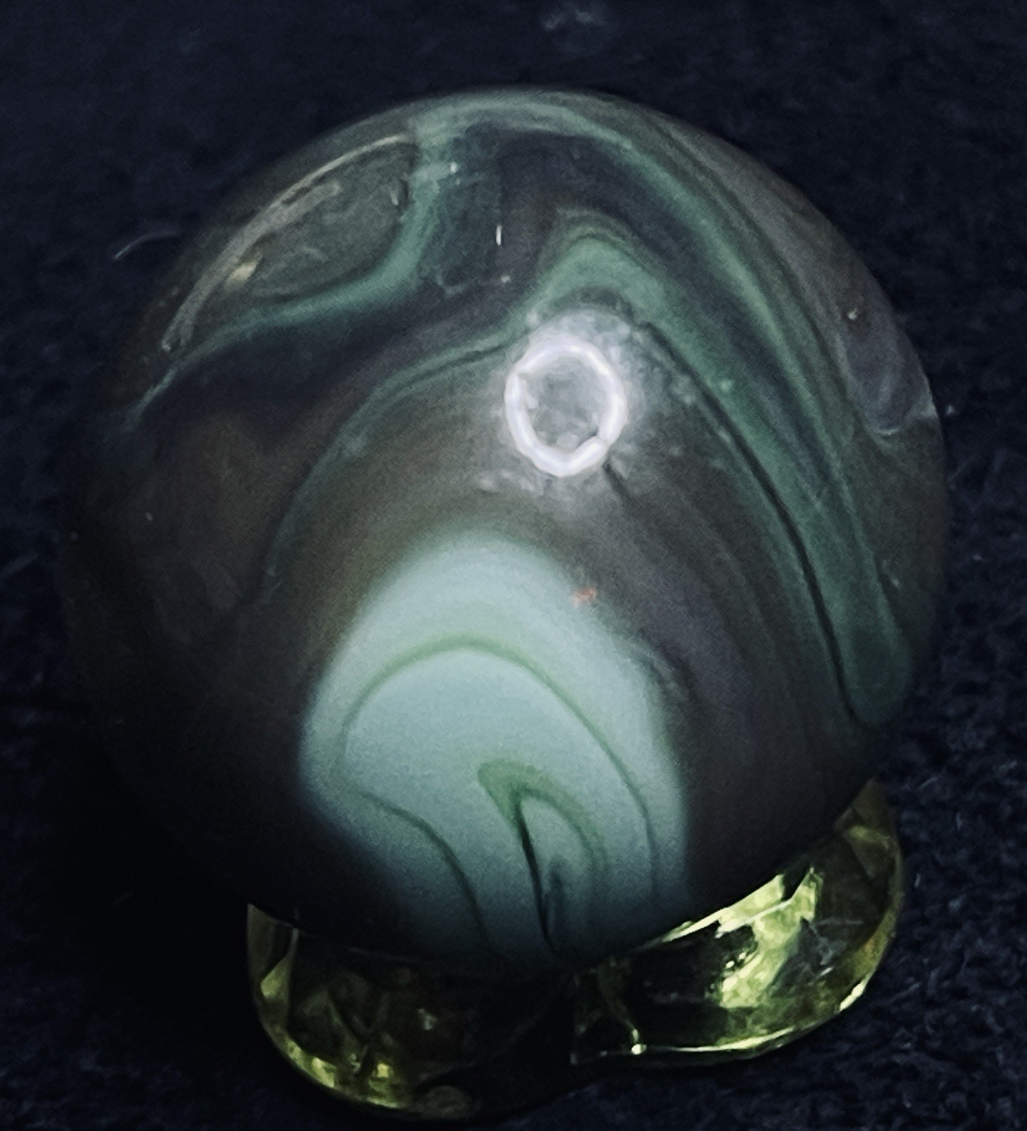 Master Marble Vintage .885” HTF Swirl Shooter. Earthy Greens, Browns & Purple.