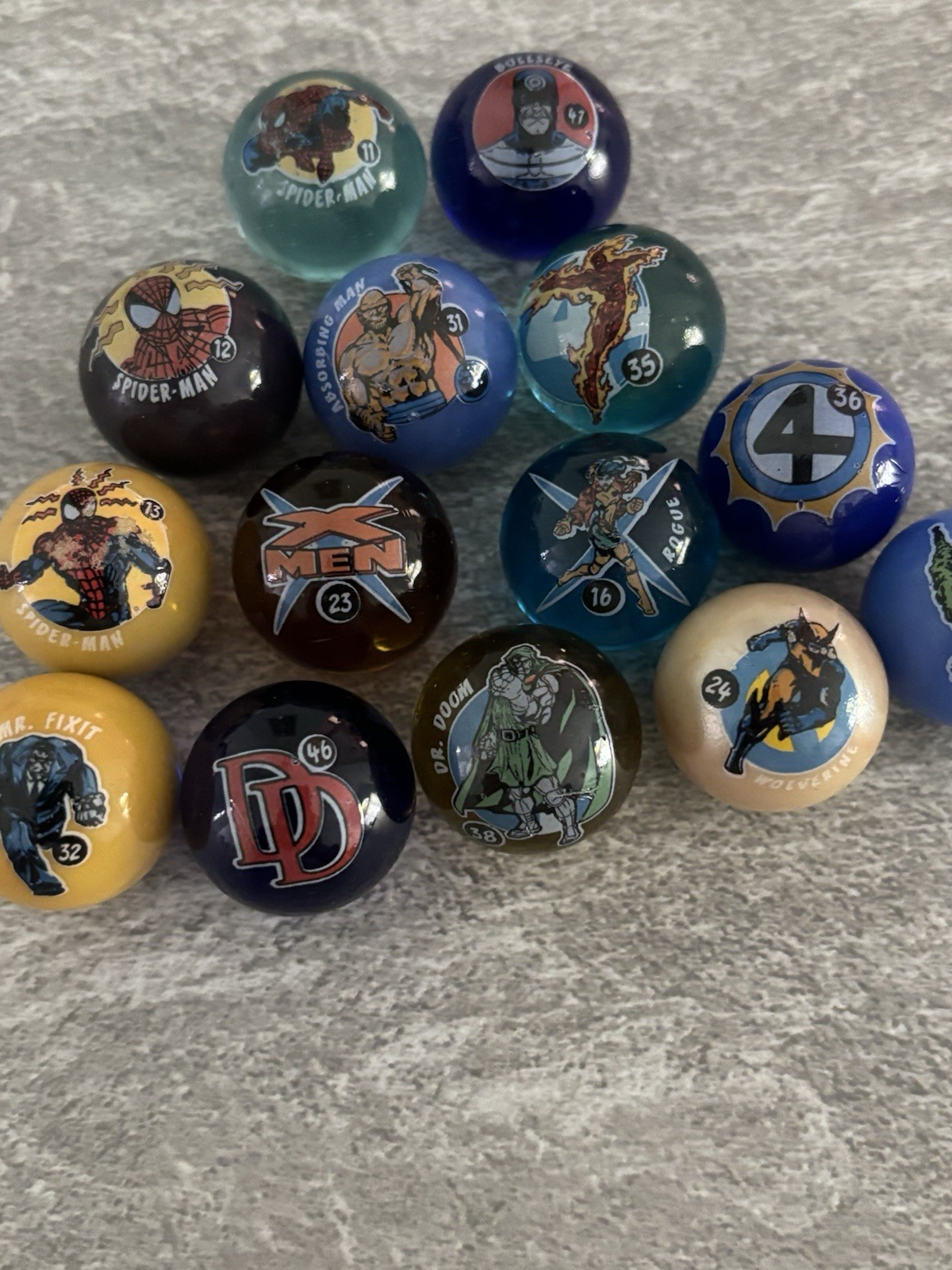 Spiderman & The Marvel Universe Marbles Dr. Doom, Green Goblin, Bullseye, X Men
