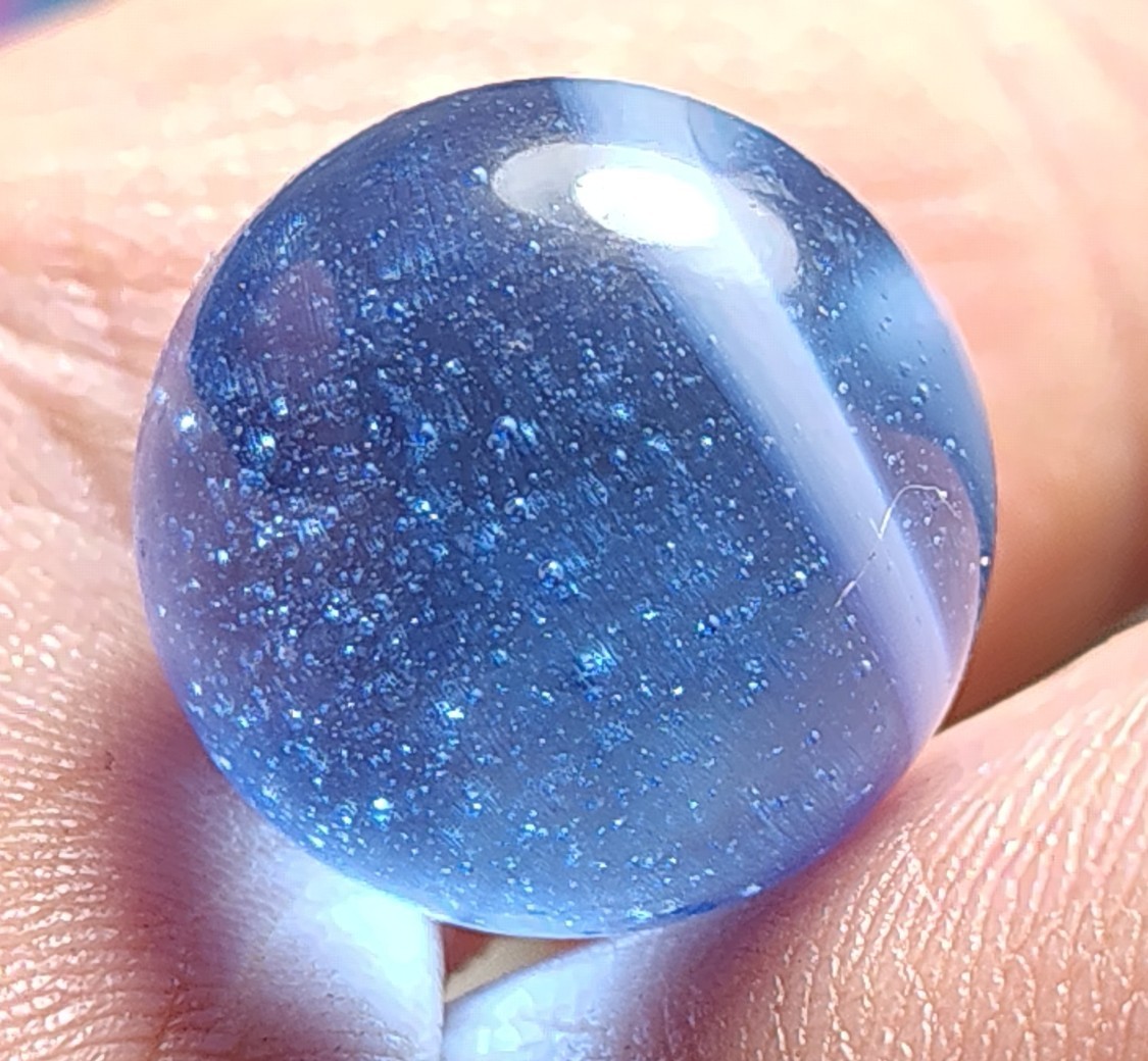 Vintage Sapphire Blue WV Swirl Marble 0.61″ Translucent Lots Of Tiny Bubbles NM