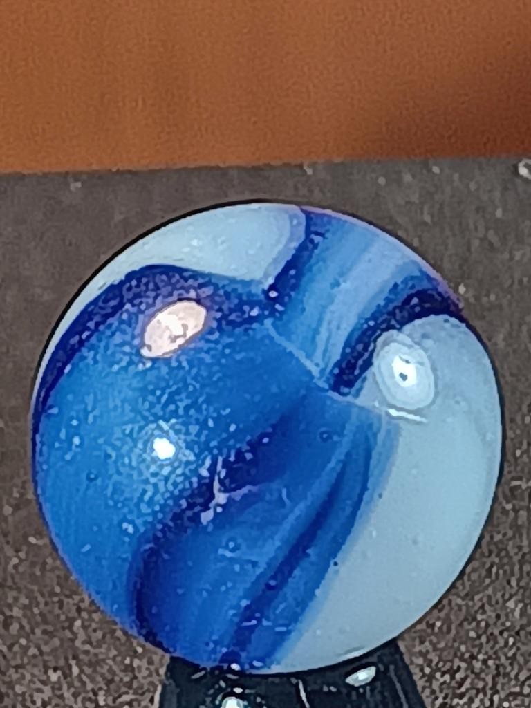 19/32″ Peltier Midnight Lapis Blue Ice White Clear Rainbo NM Serious Marble B298