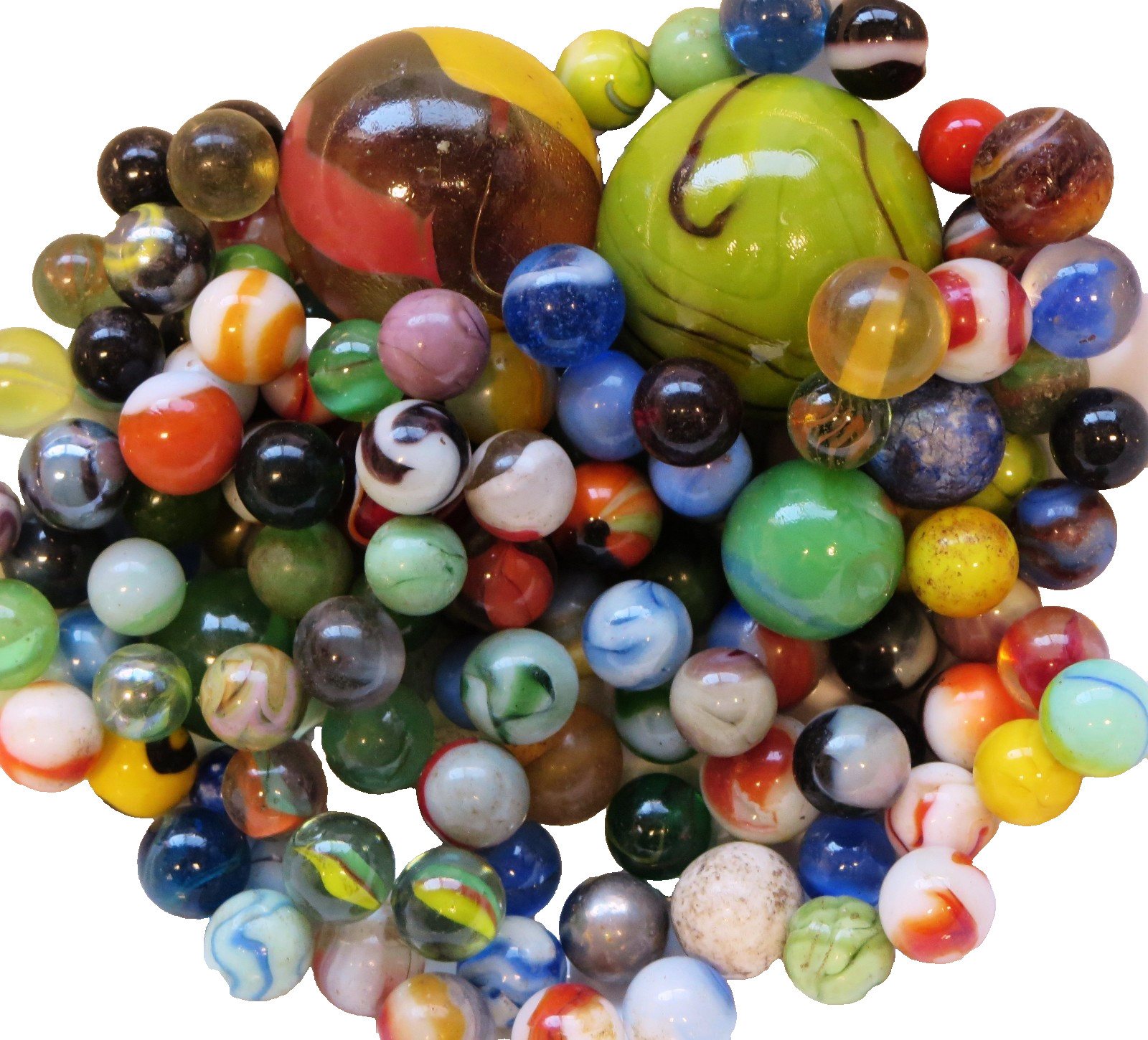 Vintage Lot of UNSORTED ~ 140+ / 2 lbs + Marbles Estate Sales Few Large Sizes