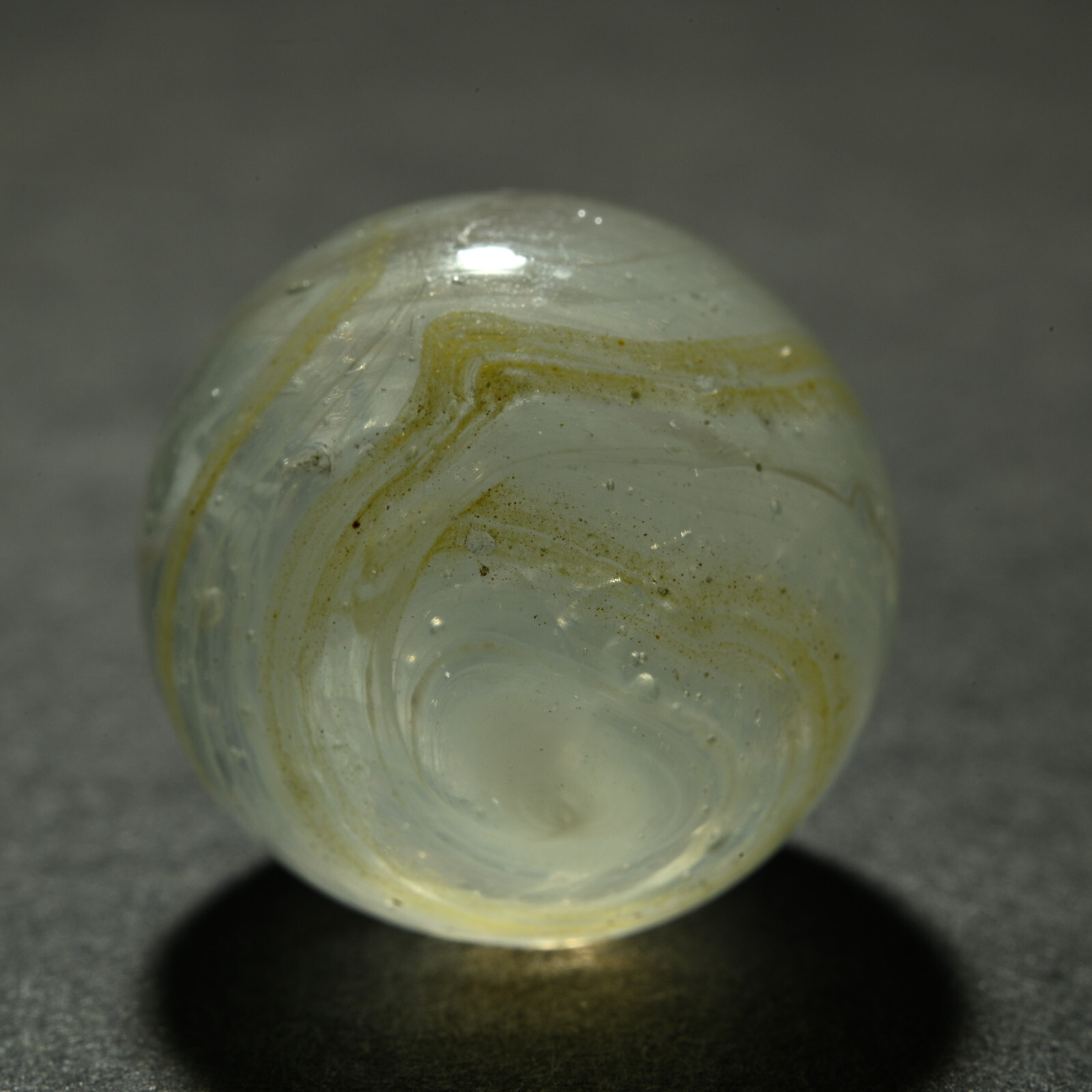 Greiner Antique German Handmade Marble Early 1860s Misty EggYolk 21.3mm 13/16”