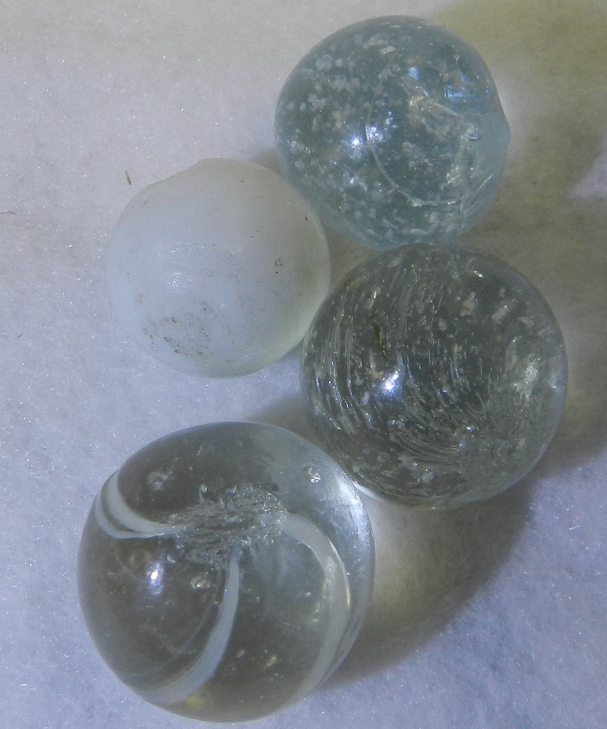#20496m Vintage Group of 4 German Handmade Marbles .58 to .71 Inches