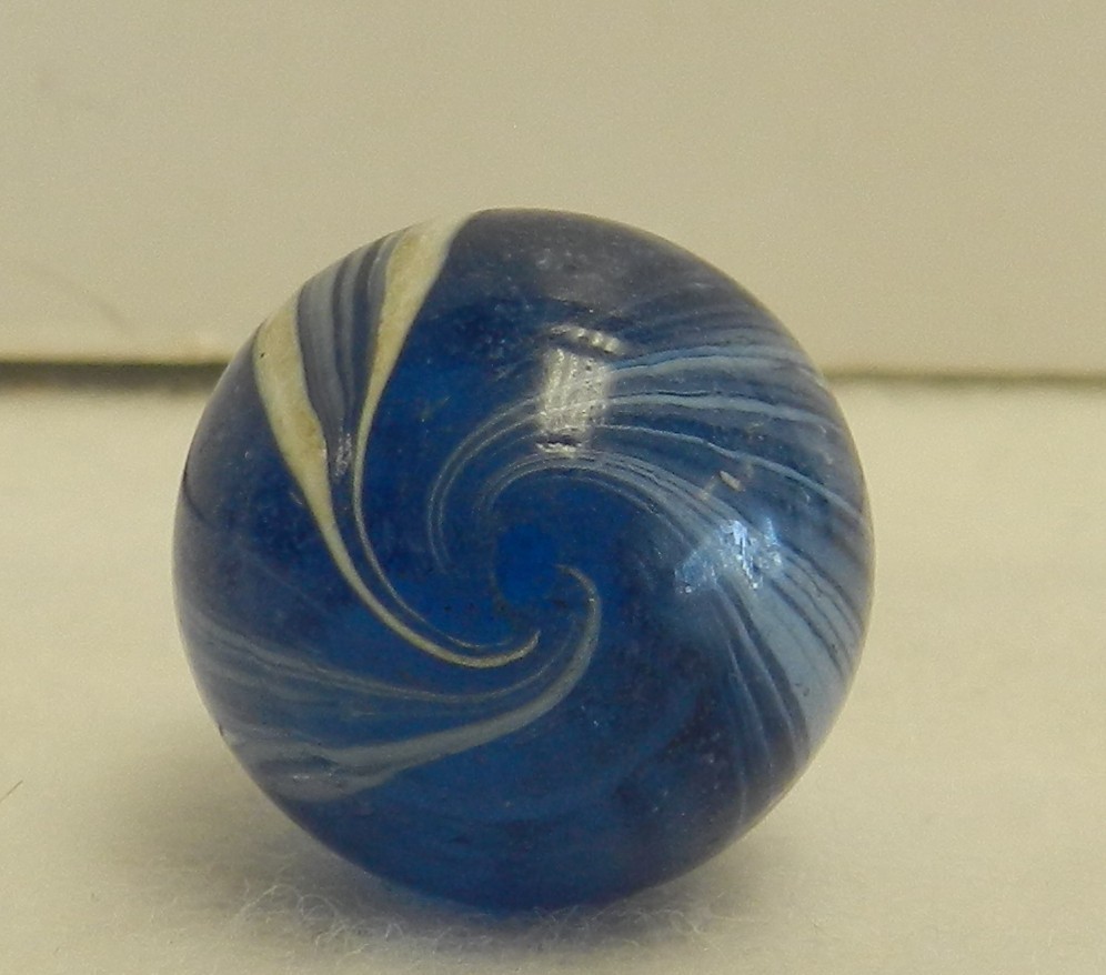 #20425m Vintage Blue Glass German Handmade Marble .74 Inches NM+