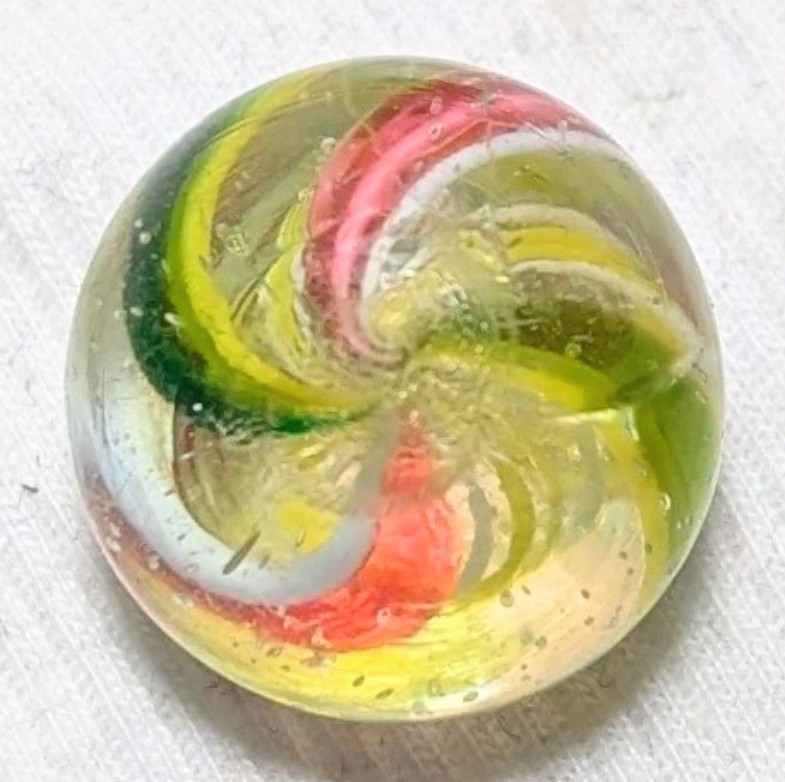 13/16″ Bi-Coloured Quad Divided Latticino Ribbon Core German Handmade Marbles MM